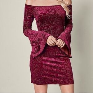 Venus Bema Strapless Bell Sleeve Whimsigoth Velvet Dress Red Vamp Fairy Grunge S